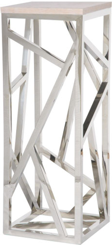 консоль geometric высокая 40x40x110 хром, белая столешница в Стерлитамаке