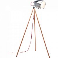 торшер chromatic tripod хром на деревянном основании в Стерлитамаке
