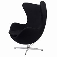 кресло arne jacobsen style egg chair черное в Стерлитамаке