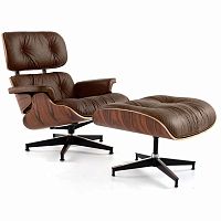 кресло eames style lounge chair & ottoman premium коричневое в Стерлитамаке