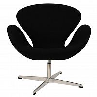 кресло arne jacobsen style swan chair черная шерсть в Стерлитамаке