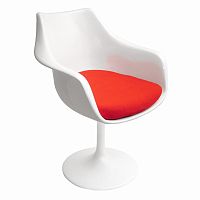 кресло tulip armchair бело-красное шерсть в Стерлитамаке