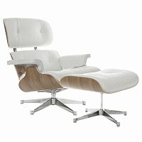 кресло eames style lounge chair & ottoman белое в Стерлитамаке