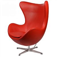 кресло arne jacobsen style egg chair кожа красное в Стерлитамаке