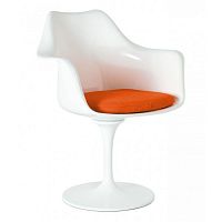 кресло tulip armchair бело-оранжевое шерсть в Стерлитамаке