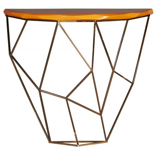 консоль geometric 100x38x90 золото, коричневая столешница в Стерлитамаке