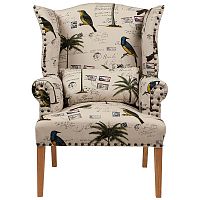 кресло мягкое с ушами quinn tufted armchair бежевое с рисунком в Стерлитамаке